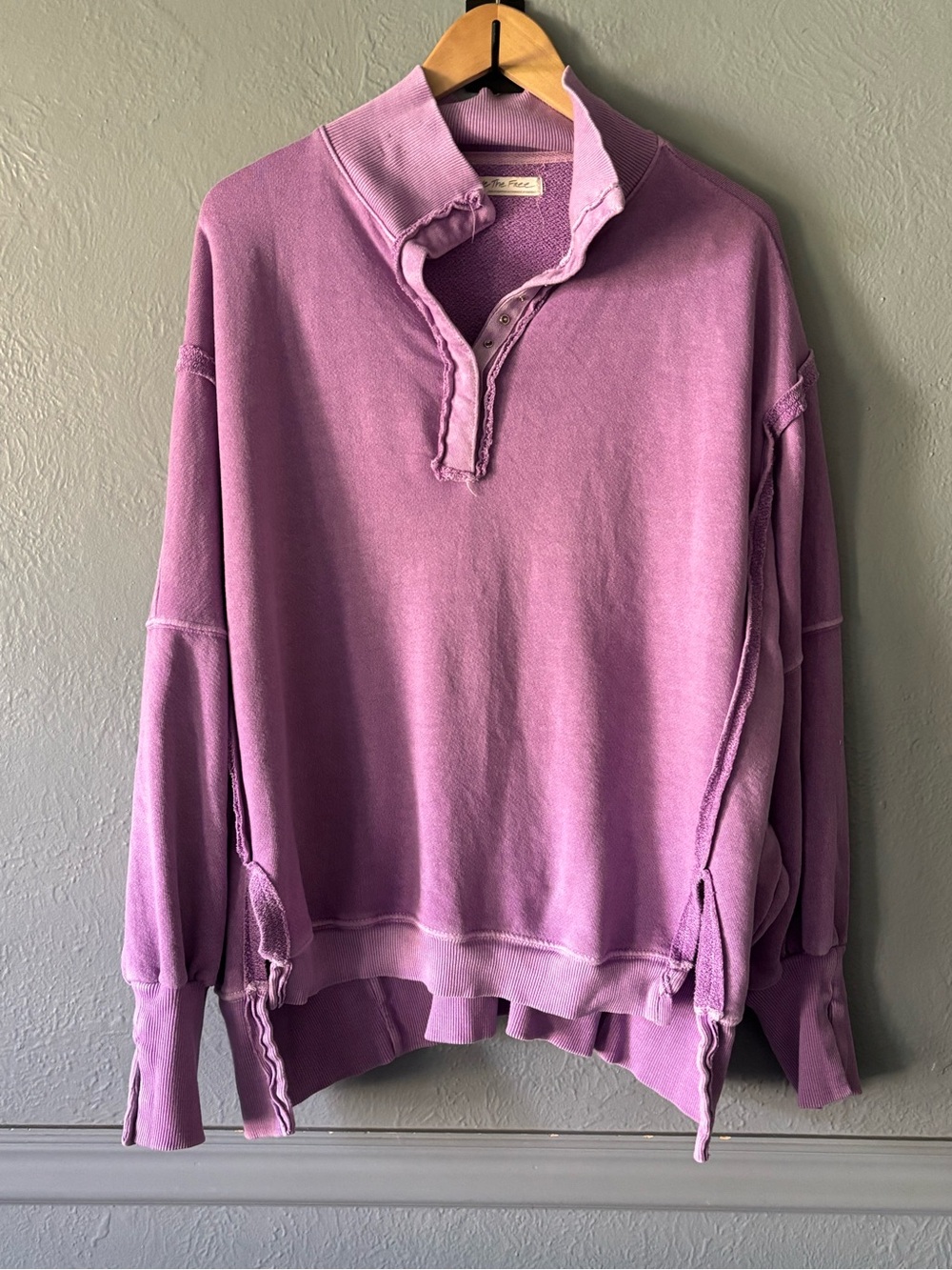 Free People We the Free Camden Henley Sweatshirt Lavender Purple Size M - Picture 3 of 14